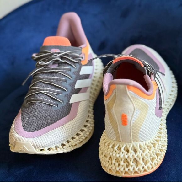 ADIDAS 4D FUSIO WOMEN’S RUNNING SHOES –GRAY / LILAC PURPLE / ORANGE –SIZE 8.5 US - Picture 4 of 17